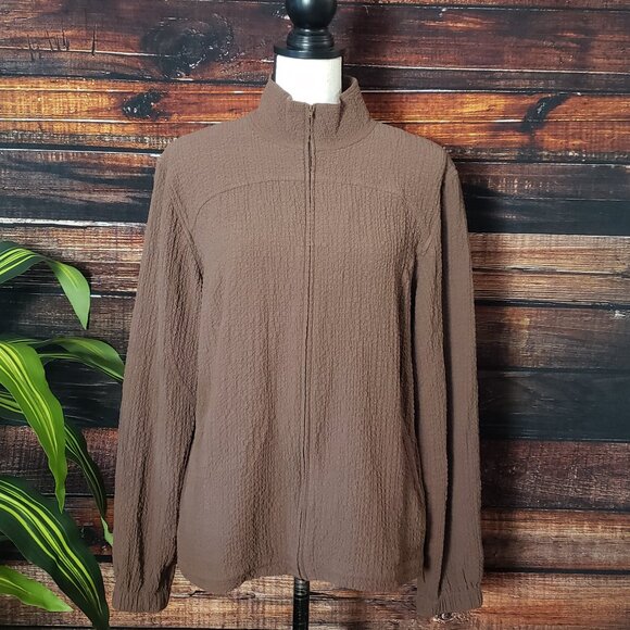 NWOT Orvis Medium Lightweight Full Zip Jacket Rayon Crepe Textured Bungee Waist - Picture 10 of 12